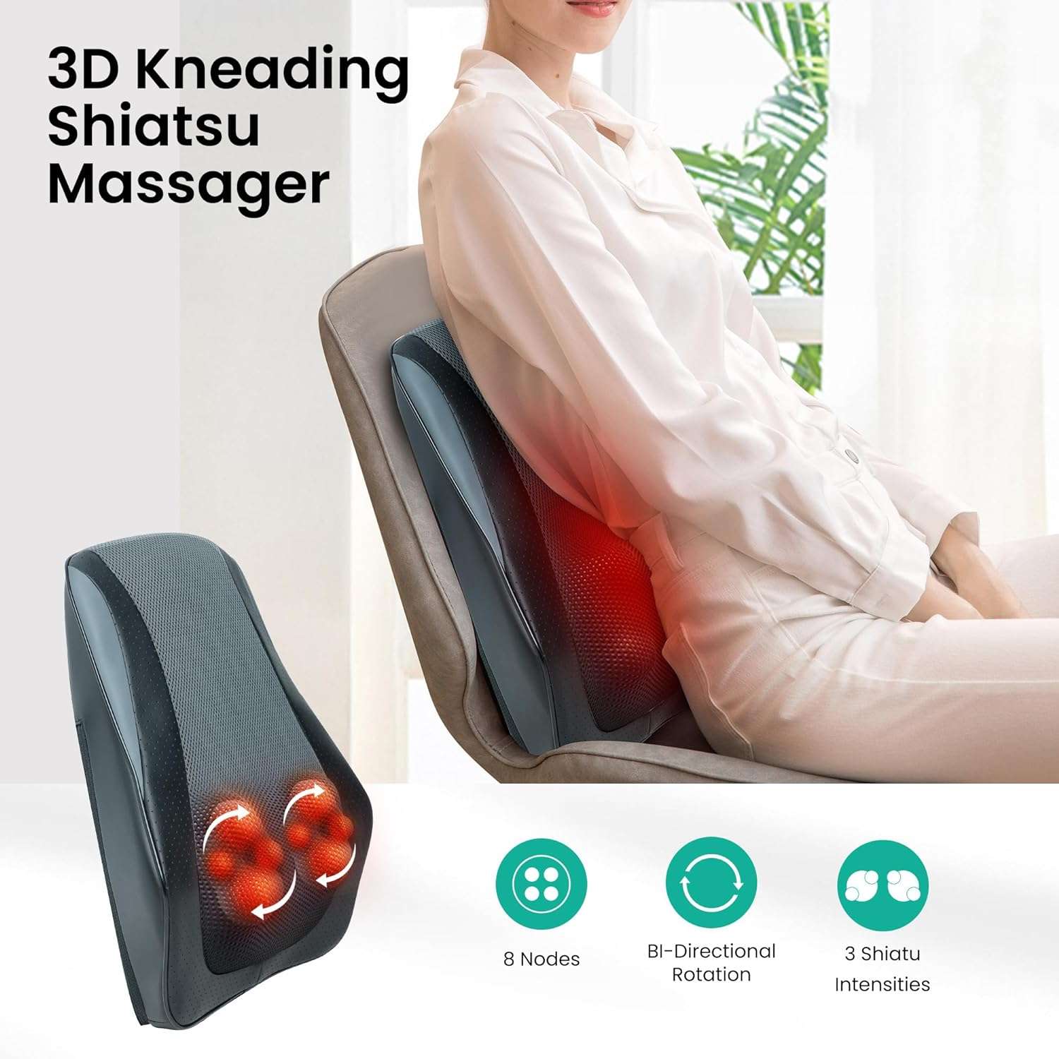 Deep Tissue Shiatsu Massager for Lower Back and Neck Massager